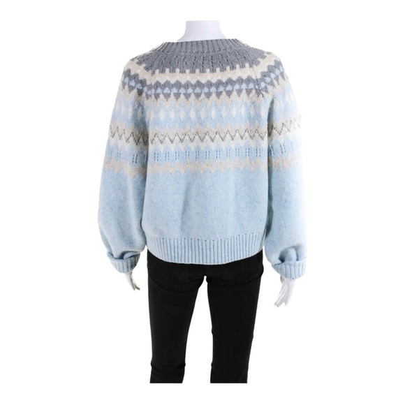 La Vie Rebecca Taylor Blue Fair Isle Wool Blend Cardigan Sweater NWT XL - Picture 13 of 15